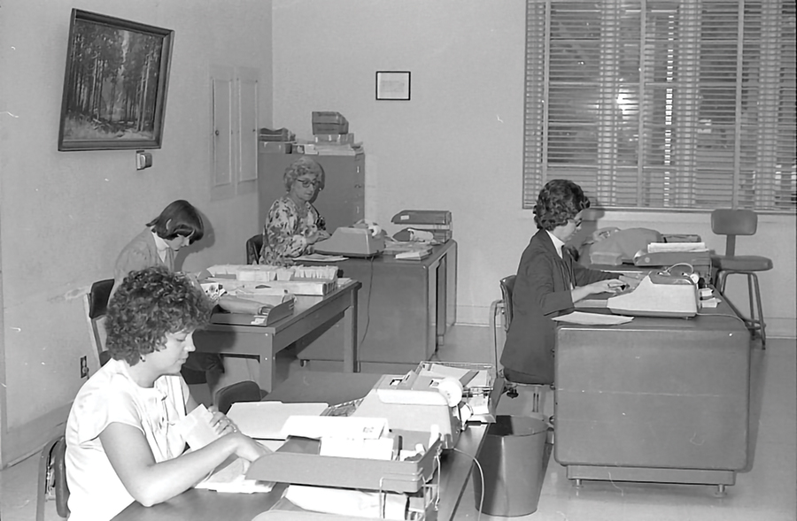 vintage ladies at desks